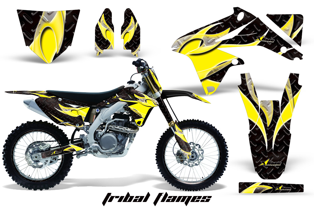 Suzuki-RMZ450 08-10 Graphics Kit TribalFlame YellowBlackBG NPs